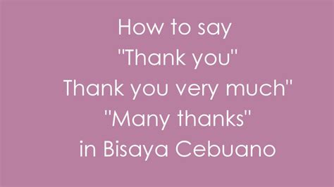 gratitude in bisaya|How to Say Thank You Very Much in Bisaya: Formal and Informal .